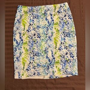 Ann Taylor Blue and Green Patterned Skirt